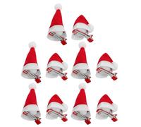 HEMOTON Christmas Hair Clips Alligator Clips with Santa Hat Shape 10 Pcs Red Fabric No Fraying Ends for Teens for Christmas Party Accessories