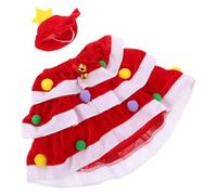 HEMOTON Christmas Porch Goose Outfit Set with Red Dress and Hat, 20cm Neck Circumference, 29cm Back Length, Seasonal Holiday Costume for Outdoor Lawn and Patio Decorations