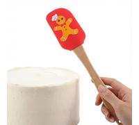 Hemoton Christmas Silicone Spatula Gingerbread Man - Rubber Baking Spatulas for Cooking, Mixing & Cake - Heat Resistant Kitchen Scraper with Wooden Handle, Non-Stick Utensils