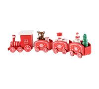 HEMOTON Christmas Train Cake Topper Red Wooden Mini Train Ornament Party Cake Decoration Dessert Table Decor