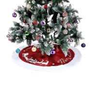 Hemoton Christmas Tree Plush Skirt, 120cm Large Red and White Round Linen Xmas Tree Base Cushion Mat for Christmas Holiday Home Party Decorations
