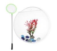 HEMOTON Clear Acrylic Wall-mounted Fish Tank with Hydroponic Planter Shatter-resistant Betta Bowl for Small Spaces Transparent Desktop Aquarium and Decorative Wall Fish Bowl
