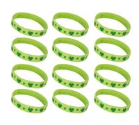 HEMOTON Clover St Patrick's Day Green Bracelets Silicone for 24pcs Accessories, Comfortable to Wear and Easy to Take, Creative Fashion Wristbands Party for Celebration
