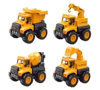 HEMOTON Construction Vehicle Engineering Trucks Including Excavator Mixer Crane Dump Truck Friction Powered Playthings in Bright Orange for Small Hands Development and Outdoor Fun