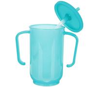 HEMOTON Convalescent Feeding Cup Bedridden Patient Liquid Feeding Straw Cup with Double Handles Rotatable Spout and Scale Spill Proof for Elderly Disabled Adults Drinking Aid for Water Soup