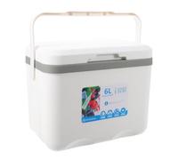 HEMOTON Cooler Box Car-compatible Picnic Cooler Box 6 L White Pp Portable for Long Road Trips and Self-driving Tours