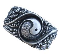 HEMOTON Copper Taoism Statement Finger Ring for Men and Women Chinese Charm Design, Fashionable Jewelry Decor Suitable for Wedding and Daily Wear, Unique Costume Accessory