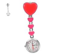 HEMOTON Creative Four Heart Design Nurse Chest Watch with Luminous Hands Fashionable Hanging Pocket Watch for Doctors and Nurses Medical Decoration for Hospital and Clinic Use Rosy