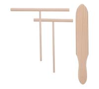 HEMOTON Crepe Spreader and Spatula Set Pancake Turner Tools 3pcs Wooden with Ergonomic Design, Multifunctional Nonstick Scraper Kitchen Gadget Kit for Home Kitchens