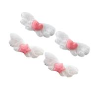 HEMOTON Cute Angel Wing and Heart Star Hair Barrettes Set 4 Pieces Plush Clips for Thick Hair Sweet Kawaii for Teens and Women for School and Daily Styling