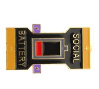HEMOTON Decorative Clip-on Accessory with Social Battery Symbol for Scarfs and Garments Elegant Black Alloy Brooch Pin with Safe Locking Closure Social Battery Symbol Brooch for Women