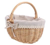HEMOTON Decorative Willow Woven Basket Multi Purpose Vegetable Storage Basket for Fruits Snacks Rustic Design for Weddings Outdoor Use Portable Comfortable to Carry
