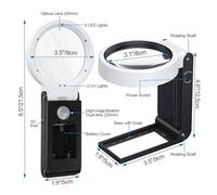 HEMOTON Desktop Magnifying Glass with LED Light Handheld Illuminated Lens for Reading Jewelry Repair and Inspection USB and Battery Powered Battery Not Included