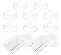 HEMOTON Display Case 10pcs Plastic Storage Box 5x5cm Square Container for Small Mineral Specimens in Store and Home
