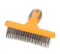 HEMOTON Dog Grooming Rake Brush with Double Row Metal Teeth Ergonomic Non-slip Handle for Shedding Removal and Pet Massage Suitable for Long-haired Dogs Grooming Tool for Home and Salon