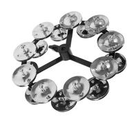 HEMOTON Double Row Stainless Steel Cymbal Tambourine with 9 Silver Jingles for Drum Hihat, Drum Tambourine Bell Accessory Suitable for Jazz and Rock Percussion Kits