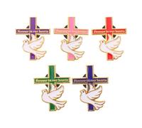 HEMOTON Dove and Cross Brooch Set Symbolizing Faith and Harmony with Secure Attachment 5pcs Alloy Material Elegant and Simple Design for Attire and Travel