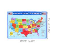 HEMOTON Educational Posters American Map Large Wall Map for Classroom Decoration Featuring Vibrant Colors on UV Paper with Artistic Touch in Educational Settings and Classrooms