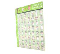 HEMOTON Educational Ukulele Chord Trainer Poster of Guitar Chords Featuring Guitar Fretboard Notes and Diagrams in Green Pvc Material for Music Theory Learning and School Season Decor