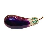 HEMOTON Eggplant Brooch Pin Costume Accessory Elegant Lapel Pin for Jackets T-shirts Cheongsam Anti-peering Button Clip for Women Suitable for Parties Weddings Valentine's Day and