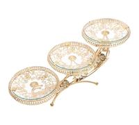 HEMOTON Elegant Golden Crystal Glass Fruit Bowl and Candy Cake Tray Stylish Design, Sturdy Kitchen Helper for Christmas and Everyday Dessert Display