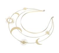 HEMOTON Elegant Headdress Halo Crown Star Moon Crown Handmade Three-layer Gold Party Birthday Prom Wedding Cosplay Accessories for Women