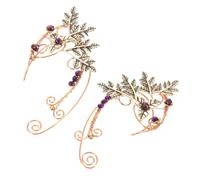 HEMOTON Elegant Leaf Clip Earrings Handmade Fairy Jewelry Ear Cuff Earrings for Women Non-piercing Hanging Vintage Alloy Accessories for Daily Wear and Birthday