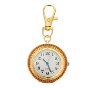 HEMOTON Elegant Unisex Nurse Watch with Key Ring and Rhinestone Decorations, Portable Quartz Hanging Pocket Watch in Golden Alloy and Stainless Steel, Gift for Graduation Week or Birthday