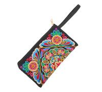 HEMOTON Ethnic Embroidered Flower Clutch Bag Polyester for Women