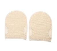 HEMOTON Exfoliating Gloves Double-sided Bath Scrubber 2pcs Thick Cotton Linen Material Shower Body Scrubbers for Dead Skin Removal and Soft Skin Care in Bathing Routine