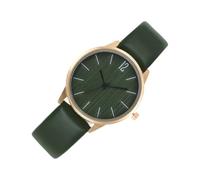 HEMOTON Fashionable Quartz Wrist Watch for Women with Military Green Leather Strap Comfortable Fit Classic Casual Design for School Work Parties and Daily Wear