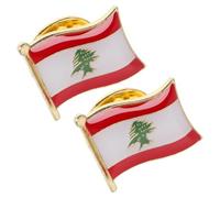 HEMOTON Flag pinbacks 2pcs alloy Lebanese flag pin badge versatile use for travel enthusiasts and casual occasions on hats and bags