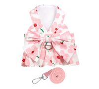 HEMOTON Floral Print Dog Dress for Small Dogs with Bowknot Breathable Soft Pet Clothes for Puppies and Cats Easy Wear Trumpet Flower Design Fade Resistant Colors Freedom to Move