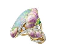 HEMOTON Floral Ring for Women Metal Wedding Finger Ring with Reusable Feature and Fine Workmanship Suitable for Engagement and Daily Use