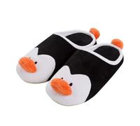 HEMOTON Fluffy Penguin Slippers Soft Coral Fleece Warm Indoor Footwear for Boys Cozy Home Use Comfortable Cartoon House Shoes Random Color