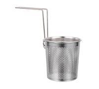 HEMOTON Foldable Stainless Steel Pasta Basket with Handle 10 Inch Noodle Strainer for Boiling Draining Vegetables Kitchen Sieve