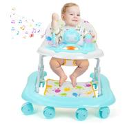 HEMOTON Foldable Walker with Wheels and Musical Activity Center for Boys and Push Along Walker with Interactive Sounds Compact Folding Design and Early Walking Support