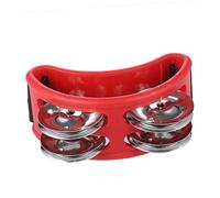 HEMOTON Foot Tambourine Plated Compact Percussion Instrument for Acoustic and Jam Sessions Body Elastic Strap for Comfortable Use Red
