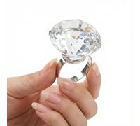 HEMOTON Giant Engagement Wedding Ring for Women, Large Glass Crystal Fake Diamond Ring, Simulated Rhinestone Costume Jewelry for Weddings Anniversary Decorations Social Media Photo Shoots
