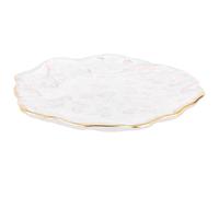 HEMOTON Glass Fruit Serving Tray with Gold Rim for Home and Schools, Practical Smooth Surface Dessert Plate for Salads and Chips