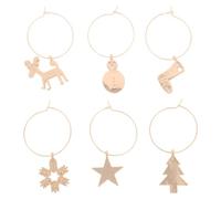 Hemoton Glass Marker Christmas Wine Glass Charms Marker Rings Snowflakes Elk Glass Markers Party Glasses Marking for Banquet Table Decoration Xmas Decoration Pack of 6