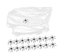 HEMOTON Glow Dark Luminous Spider Webbing Wrap with Plastic Spiders Stretchable Cobweb Halloween Web Decoration for Indoor Outdoor Haunted House Party Scene