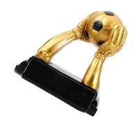 HEMOTON Golden Football Trophy with Hand Design Robust Resin Soccer Award for Football Competitions Memorable Keepsake for Fans and Office Decoration Birthday Gift