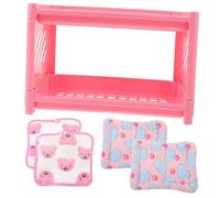 HEMOTON Guinea Pig Bunk Bed and Hamster Hideout Set 5 Pieces, Double Layer Small Animal Bed 2 Mats and 2 Blankets, Cozy Nest for Guinea Pigs, Hamsters, Ferrets, and Chinchillas Random Color