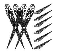 HEMOTON Halloween 20pcs Black Hollow Finger Nail Rings Long Ancient Queen Fingernail Cosplay Party Supply Performance Props