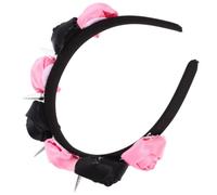HEMOTON Halloween Party Headband for Women with Pink Cloth and Lace Roses, Comfortable and Easy to Wear Hair Hoop Suitable for Dress and Performance Accessories
