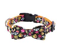 HEMOTON Halloween Pet Collar with Black Skull Design Festive Cat Dog Necklace for Comfortable Fit Safe Material Easy to Wear Halloween Pet Supplies