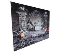 HEMOTON Halloween Photography Backdrop Vinyl Party Banner Horror Pattern Printing, Can be Hung on Doors or Tree Branches for Horror Cosplay Party or Entertainment Place Decoration