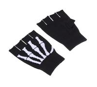 HEMOTON Halloween Skull Bone Gloves Half Finger Knit Gloves Unisex Black | Breathable Knit, Anti Skid Grip, Shock Absorbing Warmth, for Cycling and Fishing in Winter