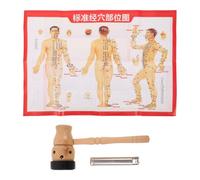 HEMOTON Handheld Gourd Moxa Heating Box Wooden and Metal Ergonomic Portable Moxibustion Tool with Pusher and Acupuncture Point Chart for Home and Work Professionals and Beginners
